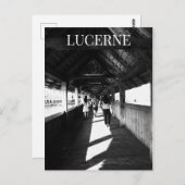 Kapellbrücke Luzern + Touristen Schweiz BW Postkarte (Vorne/Hinten)