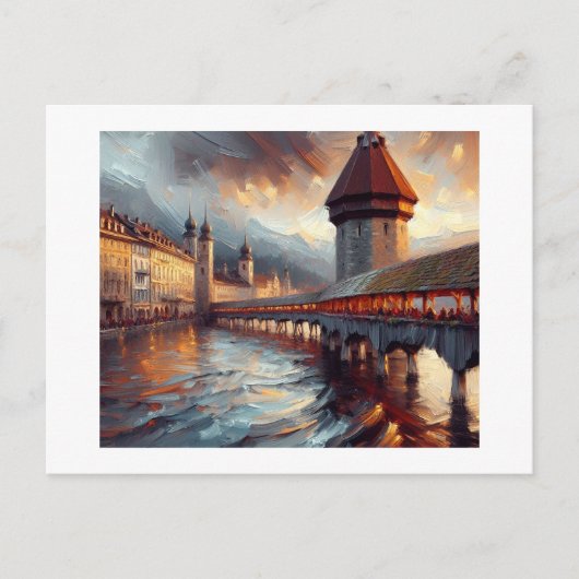 Kapellbrücke Schweiz, Postkarte (Vorderseite)
