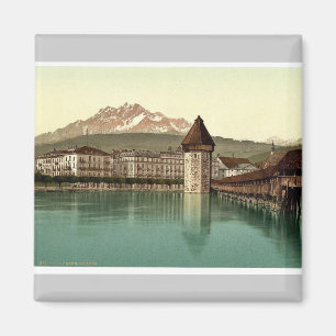 Kapellbrücke und Blick auf den Pilatus, Luzern, Sc Magnet