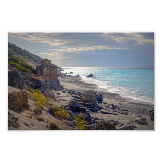 Kapelle am Strand - Insel Kreta, Griechenland Fotodruck (Vorne)