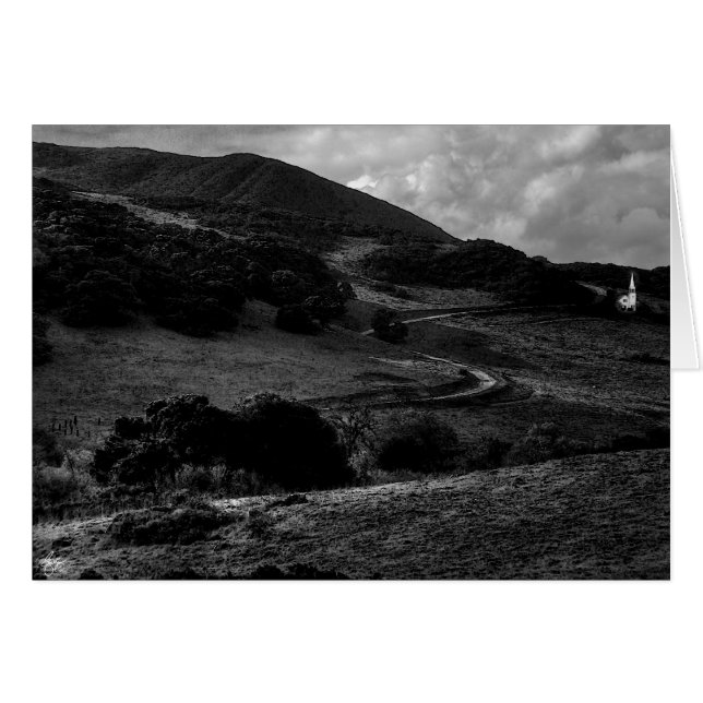 Kapelle auf dem Weg zur Sun Monochrome Card (Vorderseite (Horizontal))