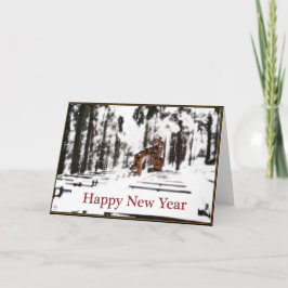 Kapelle des Waldes in einem schneeweißen glühen Ne Feiertagskarte