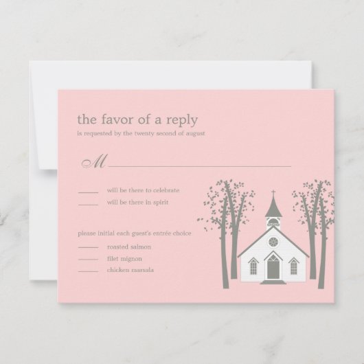 Kapelle Hochzeit RSVP / Antwortkarte (Vorderseite)