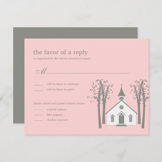 Kapelle Hochzeit RSVP / Antwortkarte (Vorne/Hinten)