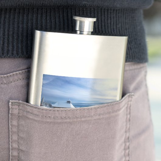 Kapelle im Alpenschnee Flachmann (Beispiel)