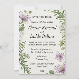 Kapernblüten & Rosmarin Botanische Elegante Speich Einladung