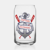 Kapitän Anchor Nautical Oars Personalisierter Name Dosenglas (Rückseite)