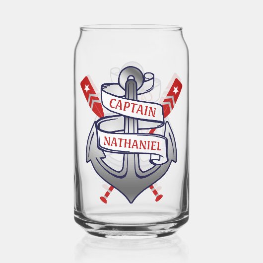 Kapitän Anchor Nautical Oars Personalisierter Name Dosenglas (Rückseite)