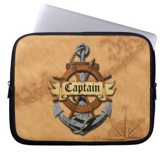 Kapitän Anchor und Rad Laptopschutzhülle (Vorderseite)