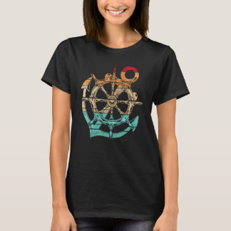 Kapitän Anker Segler Lenkrad Retro Nautica T-Shirt