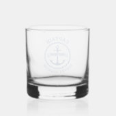 Kapitän Ankerseil Grenzschiff Name auf Banner Whiskyglas (Rückseite)