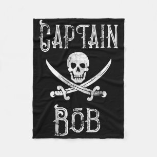 Kapitän Bob - Vintage personalisiertes Piratenboot Fleecedecke
