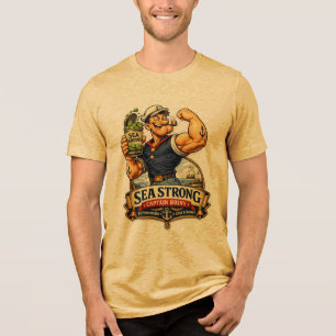 Kapitän Briny Vintage Maritime Abenteuer Herren Tri-Blend Shirt