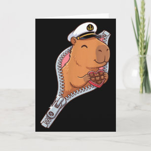 Kapitän Capybara Valentinstag Schokoladen-Herz-Rei Karte