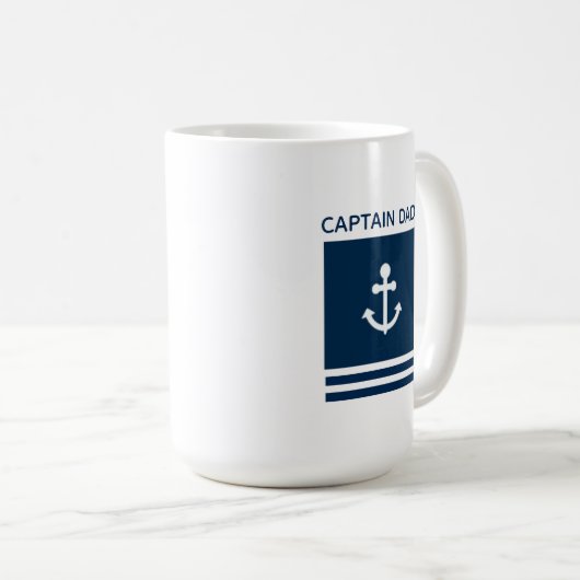 Kapitän Dad Anchor Coffee Mug Kaffeetasse (VorderseiteRechts)