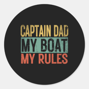 Kapitän Dad Mein Boot Meine Regeln Lustig Retro Ya Runder Aufkleber