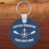 Kapitän der Anker und Name des Schiffes blau Schlüsselanhänger (Rückseite)