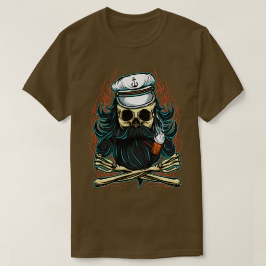 Kapitän der Bearded Skull Pirate T-Shirt (Design vorne)