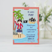 Kapitän der Piratenschiff-Geburtstagspartei Dankeskarte (Stehend Vorderseite)