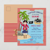 Kapitän der Piratenschiff-Geburtstagspartei Einladungspostkarte (Vorne/Hinten)