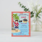 Kapitän der Piratenschiff-Geburtstagspartei Einladungspostkarte (Stehend Vorderseite)