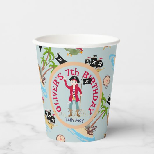 Kapitän der Piratenschiff-Geburtstagspartei Pappbecher (Vorderseite)