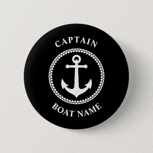Kapitän des Anchor-Bootes Name Black Button (Vorderseite)