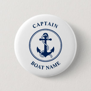 Kapitän des Anchor-Seils Name Navy Blue Button