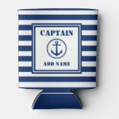 Kapitän des Ankerbootes Name Blau und Weiß Streife Dosenkühler (Vorderseite)