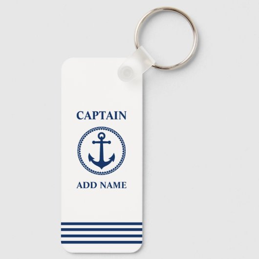 Kapitän des Ankerbootes Name oder Schiffsname Weiß Schlüsselanhänger (Rückseite)