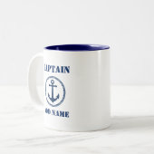 Kapitän des Ankerboots Name oder Schiffsname sa0a Zweifarbige Tasse (Vorderseite Links)