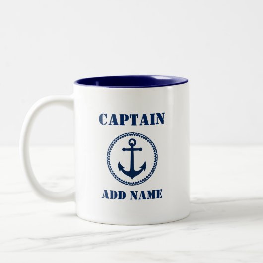 Kapitän des Ankerboots Name oder Schiffsname sa0a Zweifarbige Tasse (Links)