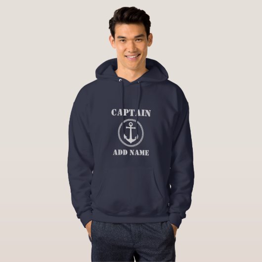 Kapitän des Ankerschiffs Name oder Name des Bootes Hoodie (Vorne ganz)