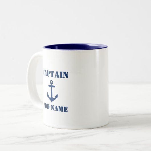 Kapitän des blauen Anchors Name oder Schiffsname h Zweifarbige Tasse (Vorderseite Links)