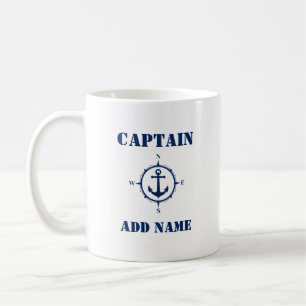 Kapitän des Blue Compass Anchors Name oder Schiff Kaffeetasse