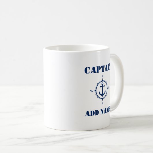 Kapitän des Blue Compass Anchors Name oder Schiffs Kaffeetasse (VorderseiteRechts)