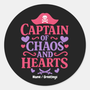 Kapitän des Chaos und Piratengrafik für Herzen Runder Aufkleber