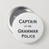 Kapitän des Grammatik-Polizei-Knopfes Button (Vorne & Hinten)