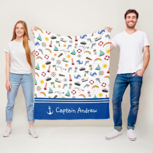 Kapitän des jungen Jungen Sailor Nautical Fleecedecke