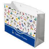 Kapitän des jungen Jungen Sailor Nautical Große Geschenktüte (Rückseite Schrägansicht)