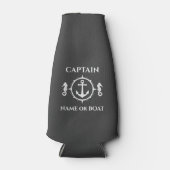Kapitän des Nautic Anchor Seepferd Boat Name Grau Flaschenkühler (Vorderseite)