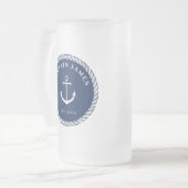 Kapitän des Navy & White Nautical Anchor Mattglas Bierglas (Vorderseite Links)