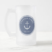Kapitän des Navy & White Nautical Anchor Mattglas Bierglas (Links)