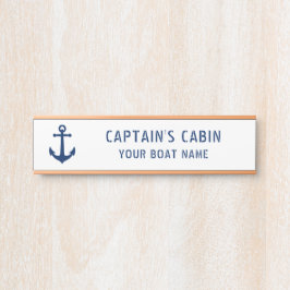 Kapitän des Vintagen Anchors Kabine Ihres Bootes N Türschild