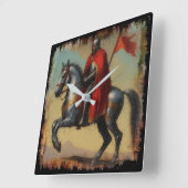 Kapitän des Wächterritters und Pferdes Quadratische Wanduhr (Winkel)