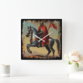 Kapitän des Wächterritters und Pferdes Quadratische Wanduhr (Zuhause)