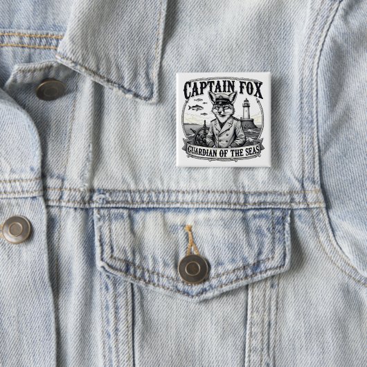 Kapitän Fuchs Hüter der Meere Nautisches Design Button (Beispiel)