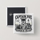 Kapitän Fuchs Hüter der Meere Nautisches Design Button (Vorne & Hinten)