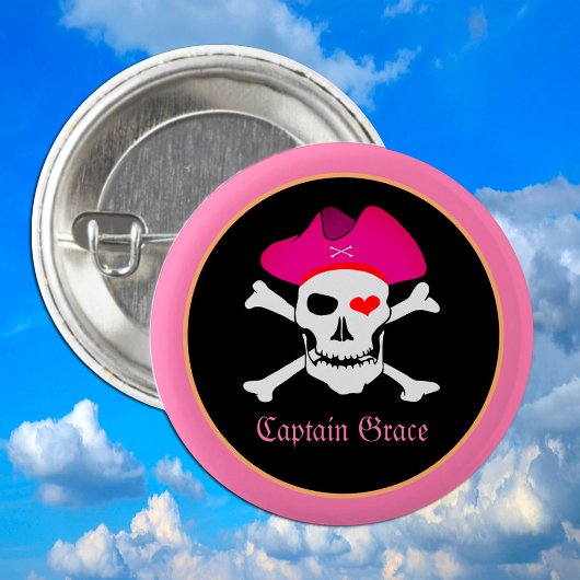 Kapitän "Grace" & Piraten - Schatzinsel /Mädchen Button