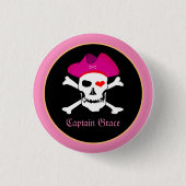Kapitän "Grace" & Piraten - Schatzinsel /Mädchen Button (Vorderseite)